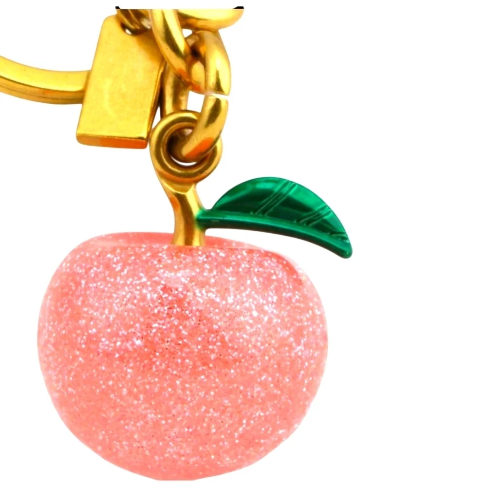 Blush Pink Large Glitter Apple Purse Charm and Keychain